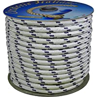 Corderie Italiane 6000518 Treccia Nautica- 10 mm-030 MT- Blanco con Azul Marcador